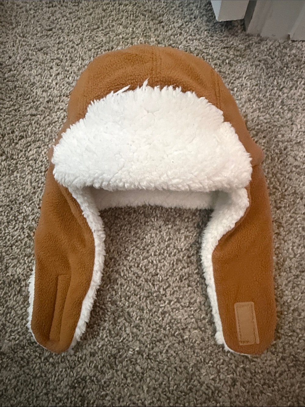 Carhartt Kids' Trapper Hat in Brown with White Sherpa